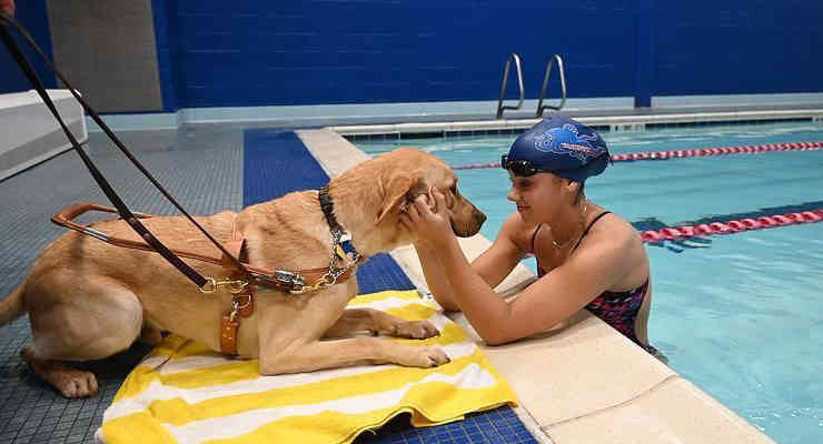 Insieme per vincere: la nuotatrice Anastasia e il suo cane Radar sono un team imbattibile!